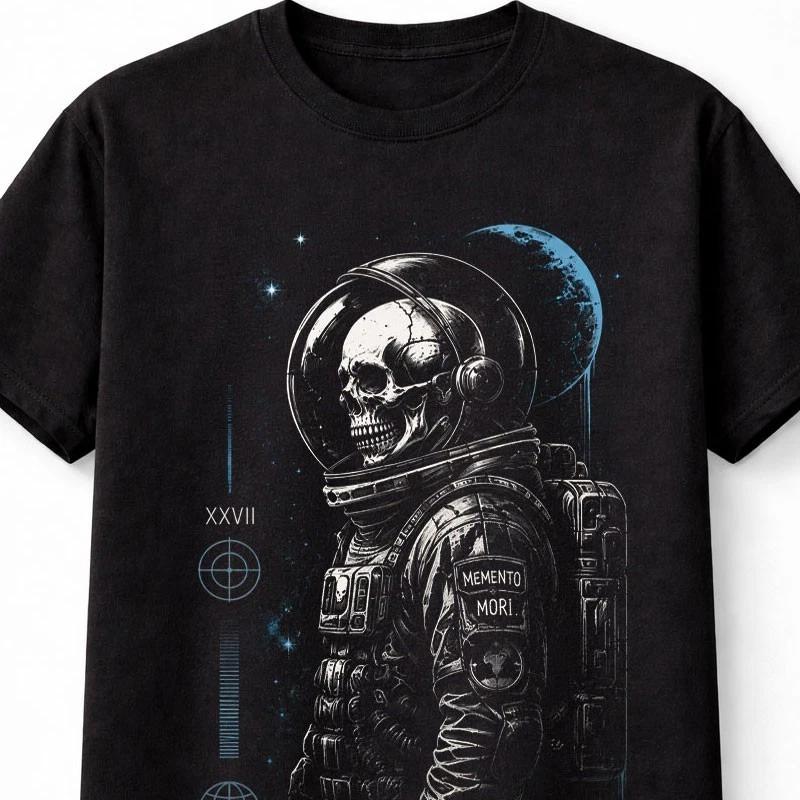 Skeleton Astronaut Space Horror Gothic Sci Fi Graphic Unisex TShirt S