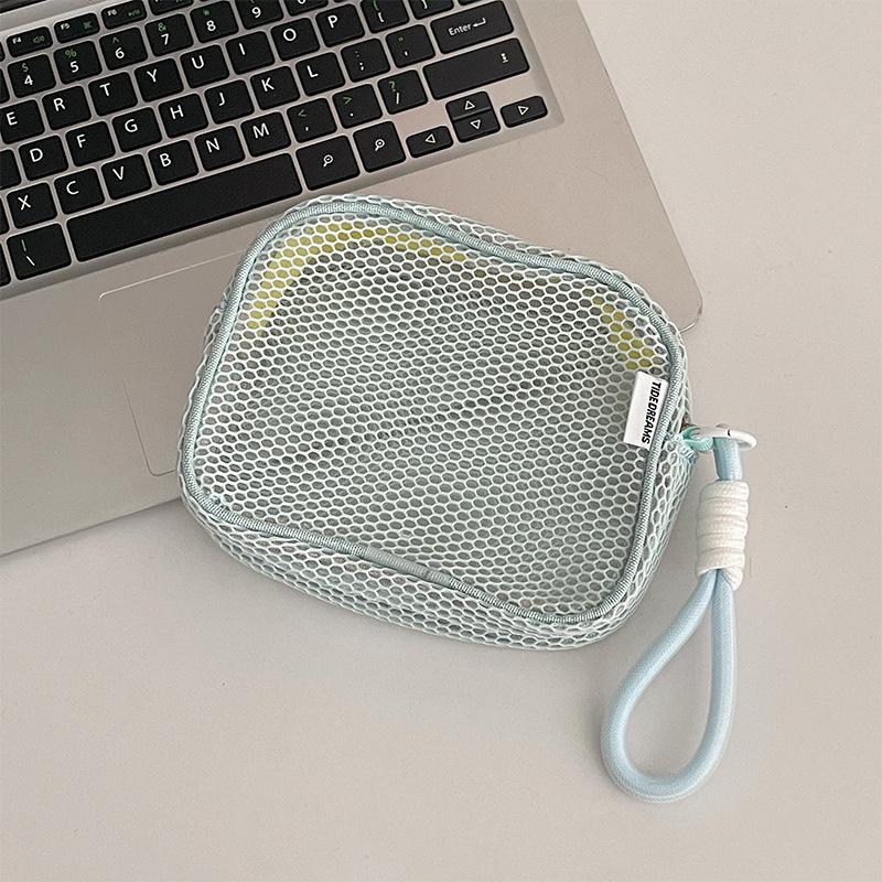 Schlüsseltaschen mit kleiner Kapazität, transparente Kosmetiktasche, quadratische Aufbewahrungstasche aus Netzstoff, Mini-Geldbörse mit Reißverschluss, Mini-Kulturtasche, Schreibwarenetui