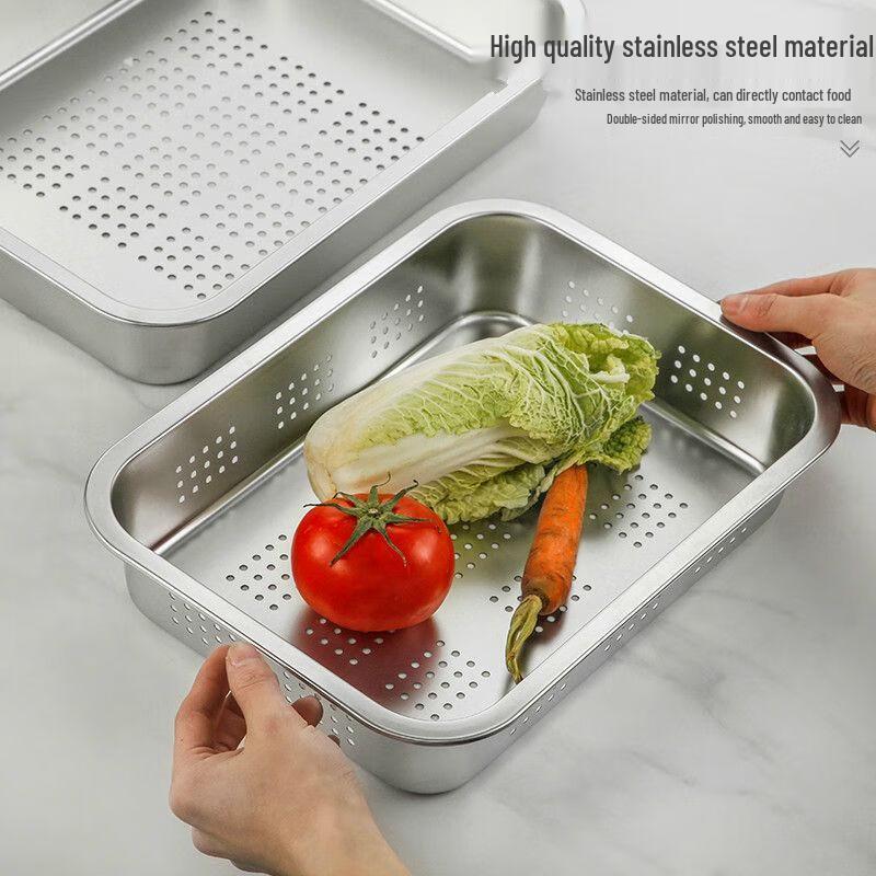 316L Stainless Steel Rectangular Draining Basin with Lid