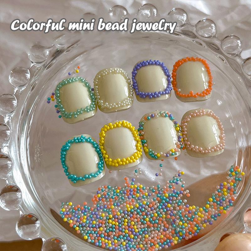 Nail Art Colored Beads Micro Mini Micro Iridescent Nail Charms Glitter Nails Art Tiny Bead Nail Art Pearls For Nail Decor