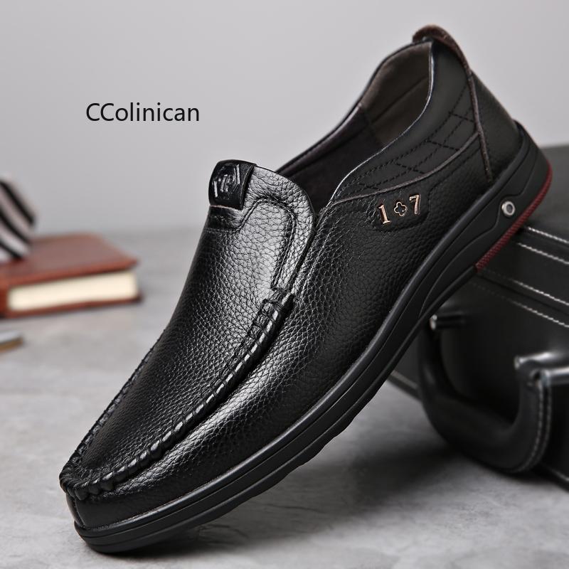 Leisure Handmade Genuine Leather Loafers Men's Shoes Formal Business Design Luxury Shoe Man Casual Genuine Leather Shoes