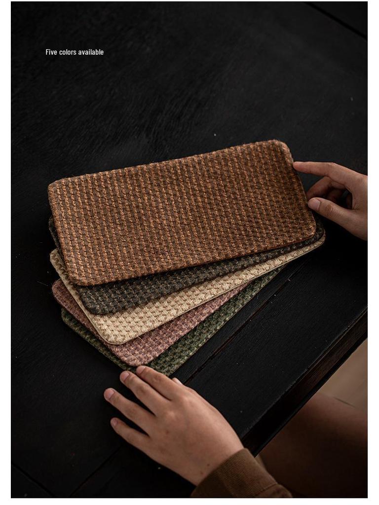 Two-Color Jacquard Tea Mat - Handmade Plant-Dyed Coaster, Retro Style Fabric Tea Coaster