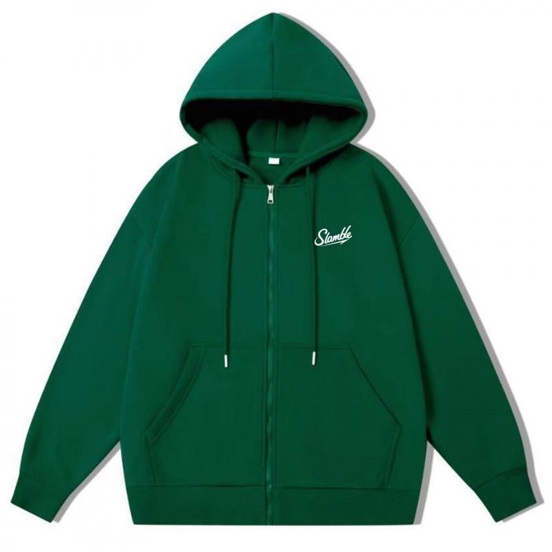 Unisex Slamble Print Loose Casual Zipper Hoodie