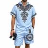 Men's European and American Casual Breathable Bamboo-Linen Hooded Shorts Set