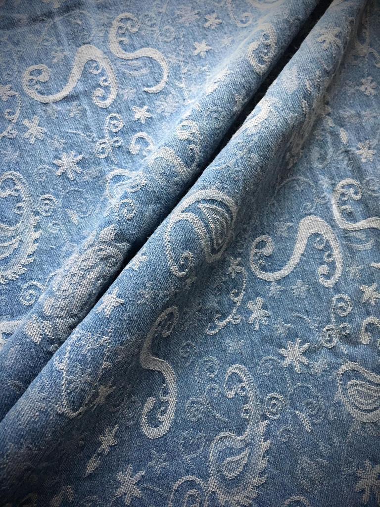 Designed Denim Thin Cloth Cotton for Denim Handmade Fairy Fabric, Fabric, Scraps, Denim, Scraps, Fabric, Crafts, Remakes, (Forest Paisley, Bright)