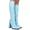 Nuove Stivali di Tendenza Femminili con Tacco Alto in Vernice Sopra il Ginocchio a Gamba Lunga Taglia Grande Stivali a Punta Quadrata Stivali da Donna con Zip Laterale Monocolore Stivali da Cavaliere