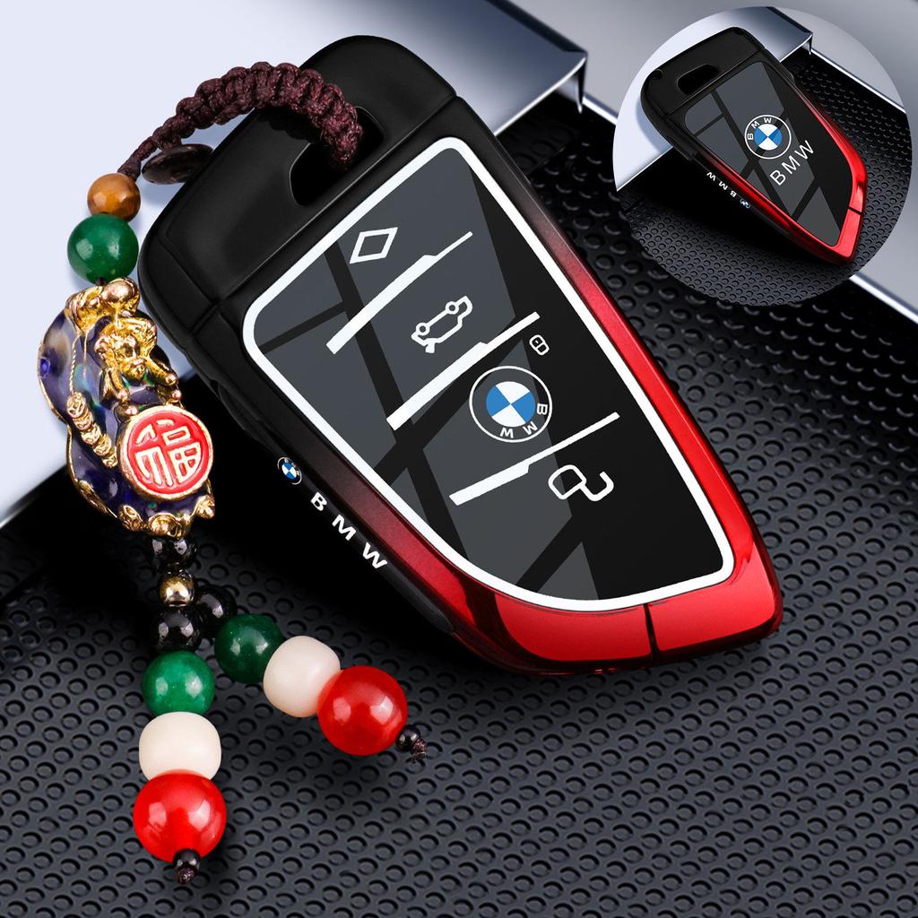 Metal Leather Car Key Case Cover For BMW 218i 220i 740i 760i 5-Series G60 X1 X2 X5 X6 X7 iX1 iX2 iX i5 i7 G05 Holder Shell II9