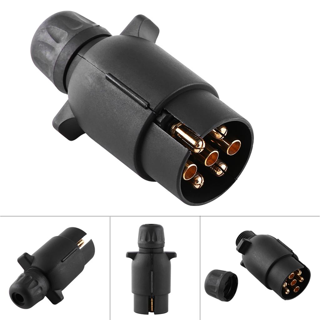 12V 7 Pin Electric Trailer Plug N Type Plastic 7 pole Wiring Connector Adapter Black