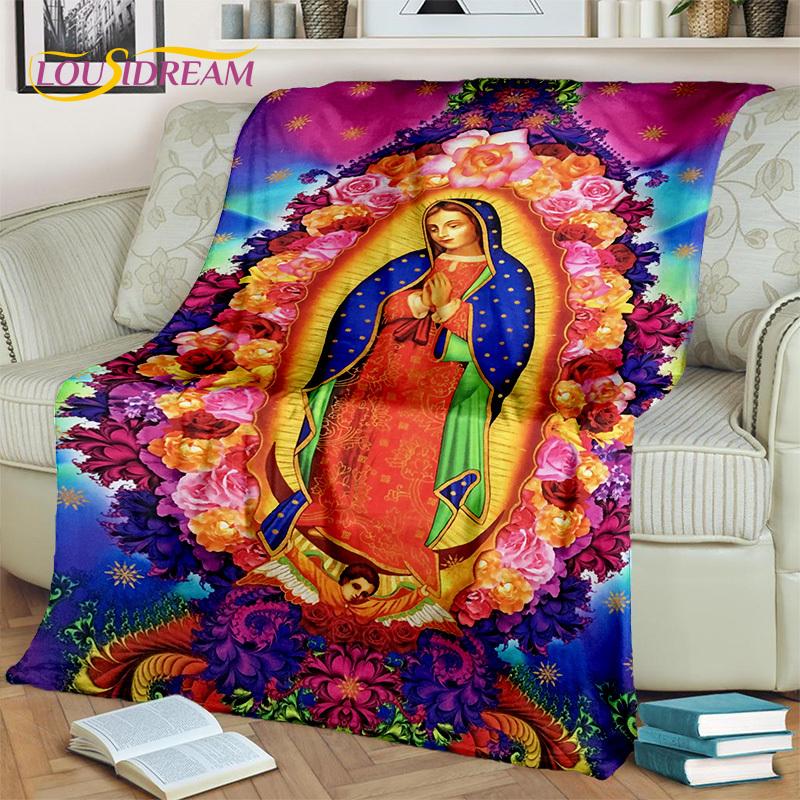 Jesus Blessed Virgin Mary Pray Blanket,Soft Throw Blanket for Home Bedroom Bed Sofa Picnic Travel Office Rest Cover Blanket Kids