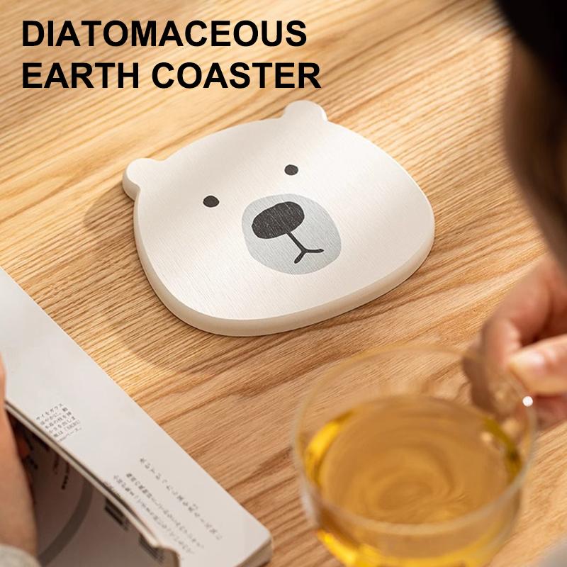 Niedlicher Tier Untersetzer Diatomit Rund Wasser Tassenmatte Wärmeisolierend Rutschfest Küche Wasserabsorbierende Matte