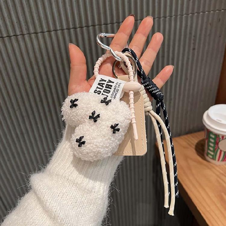 Trendy Cartoon Plush Keychains for Women Featuring Bowknot Love Designs Convenient for Bags And Car Decoration