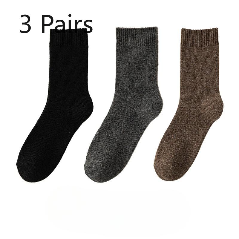3 Paar Wollsocken für Damen und Herren zum Warmhalten im Herbst und Winter. Herren-Kniestrumpf mit Fleece und verdicktem Kaschmir, lange Socken