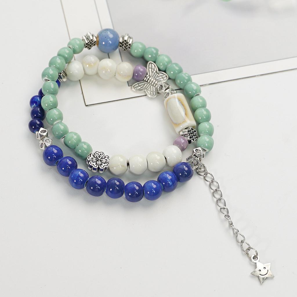 Handmade, New Chinese Ethnic Style Ceramic Bracelet Women's National Style Jewelry Beaded Bracelet Summer