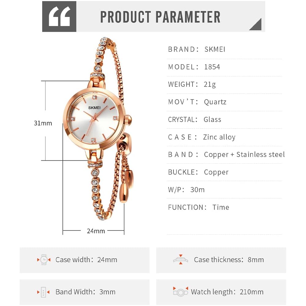 "Elegant Women's Bracelet Watch Gold Waterproof Quartz Simple Casual Silver"