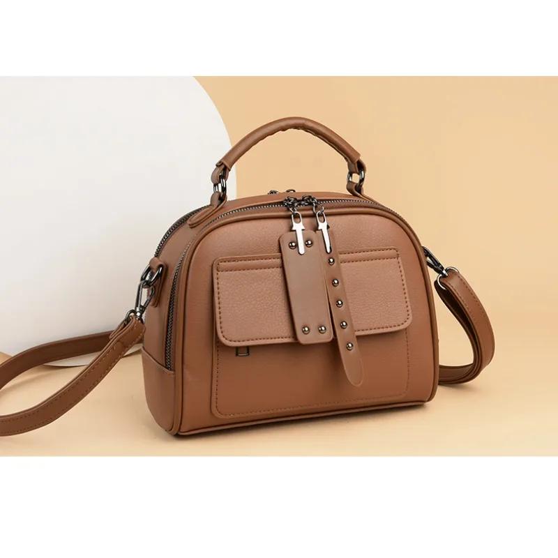 

Качественная модная сумка через плечо из искусственной кожи с двойной молнией, прочная строчка, нежные линии, женские сумки, женственные сумки