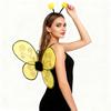 Halloween Bee Wing for Kids Boys Girls Yellow Mesh Wing Costume Animal Cosplay Headband for Fantasy Party Accessories