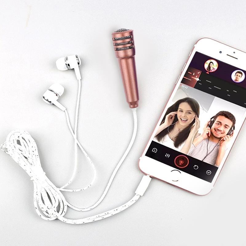 Mini Microphone 3.5Mm Portable Karaoke Mic All-In-One Earphone Stereo Wired Headphone In-Ear Headset Phone Singing Artifact