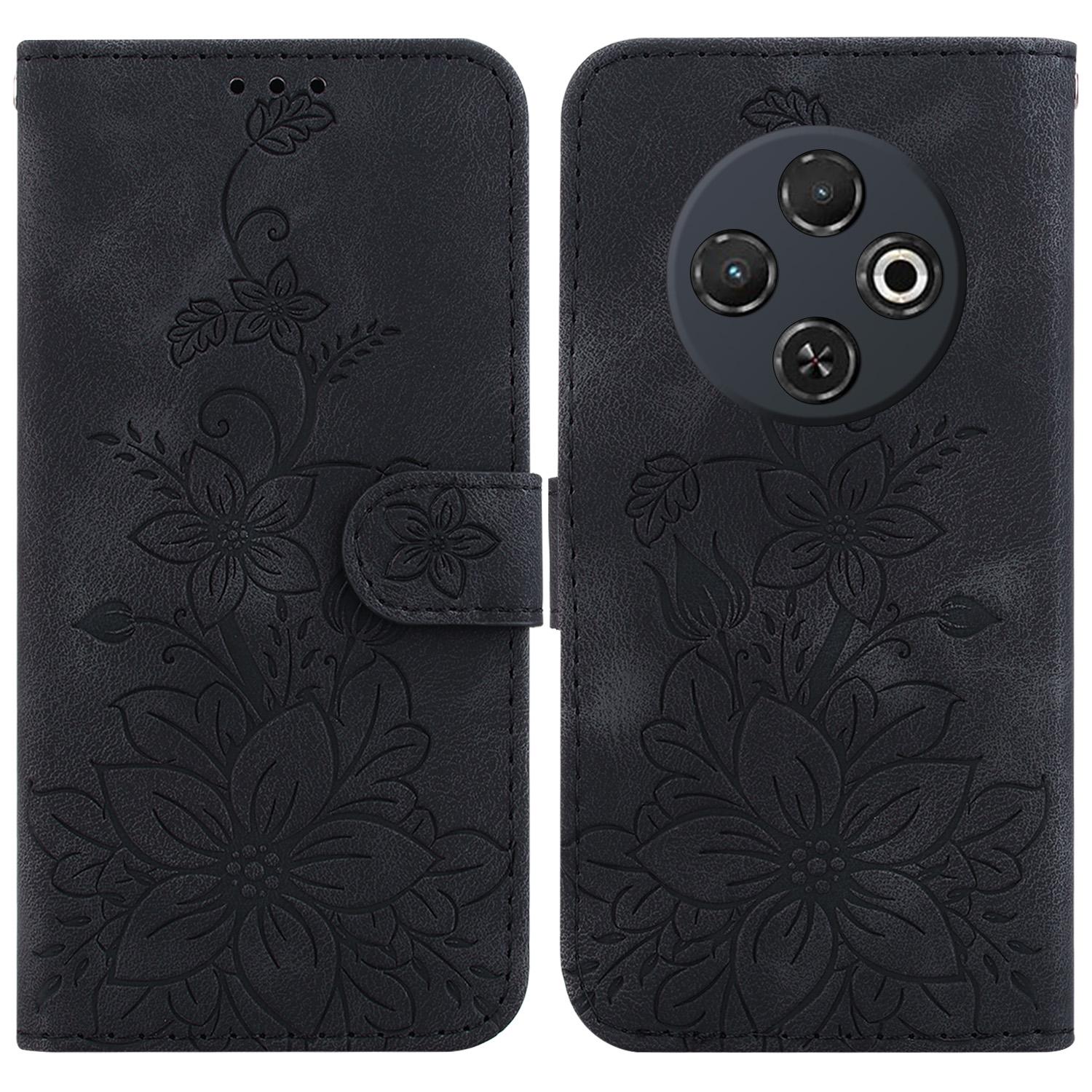 

For TECNO Spark 30C 4G Case Lily Flower Imprint Leather Phone Cover with Stand A