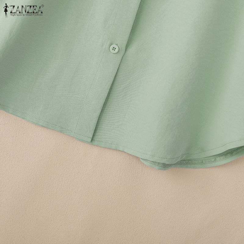 ZANZEA Lässige Bluse mit Umlegekragen und langen Ärmeln für Damen