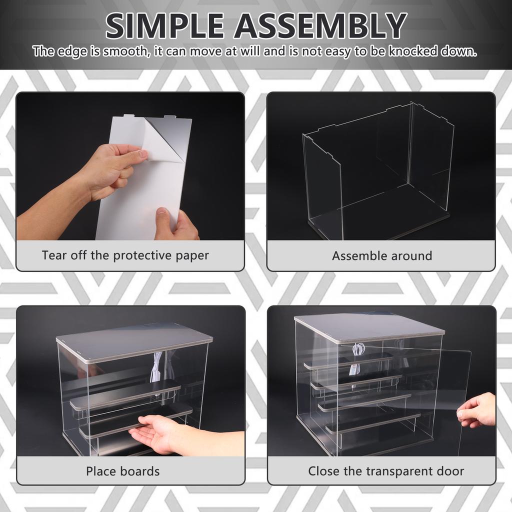 3/5Tier Riser Display Stand Case Led Light Clear Acrylic Showcase Wooden Shelves Storage Box Figure Riser Perfume Displaying