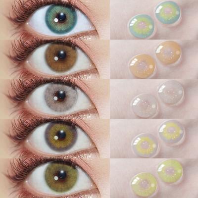 1 Pair Green Contact Lenses for Eyes Beauty Pupils Lenses Eye 14.2mm Yearly Use Fashion Blue Colored Contacts Lenses Green
