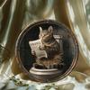 1pc Vintage Cat on Toilet Reading Newspaper Metal Sign, 2D Round Iron Wall Decor, Funny Home Office Garage Decor