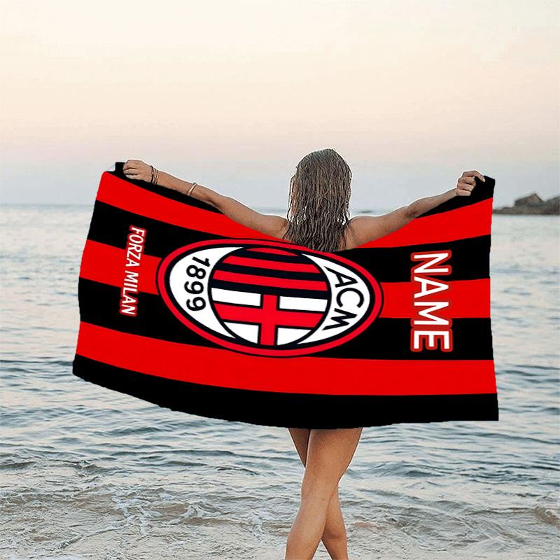 1pc Football26 Beach Towel with Custom Name, Beach/Swimming/Bath/Picnic/Camping Towel, Suitable for Seaside Beaches