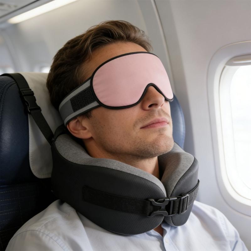 Flexible Comfortable Travel Pillow With Eye Cover For Head And Shoulder Relief On Long Flights And Road excursions P9YB