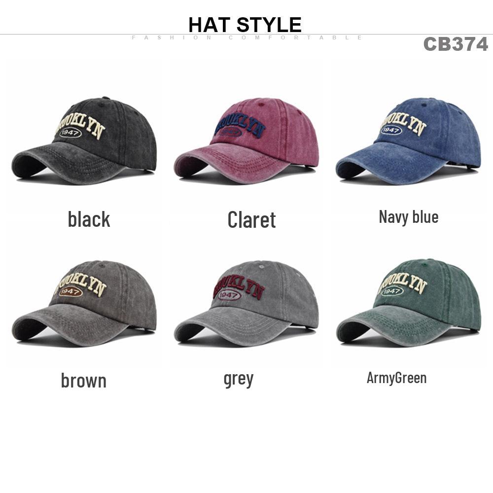 Brooklyn Embroidery Cross-Border Baseball Cap - Washed Sun Hat with Curved Brim
