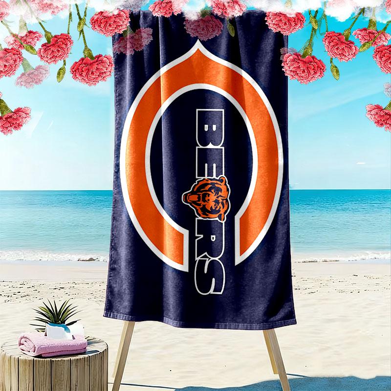 Chicago Bears Print Beach Towel, Large Soft Quick Dry Towel for Beach Camping Swimming