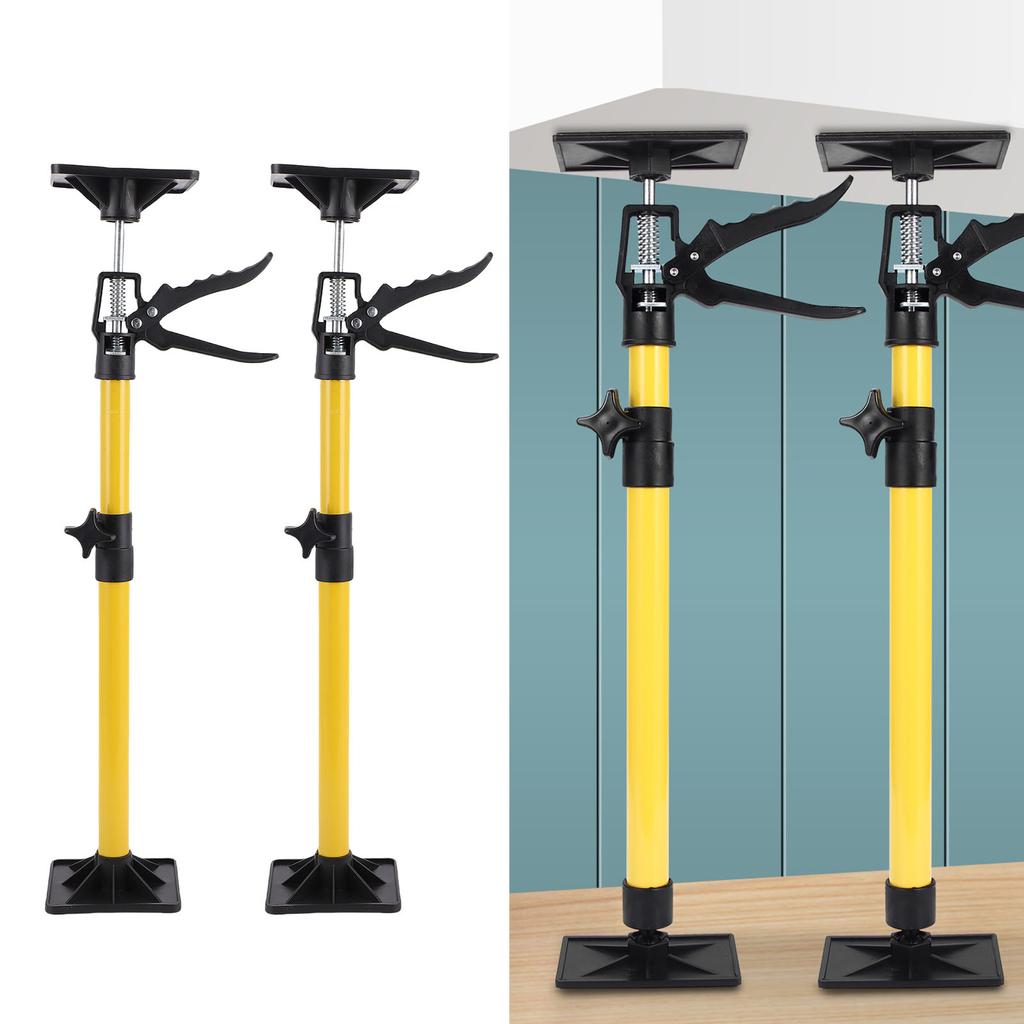 2 Sady Kovová Teleskopická Podpěrná Tyč do Skříněk pro Instalaci Skříňky do Koupelny 50-115cm Žlutá