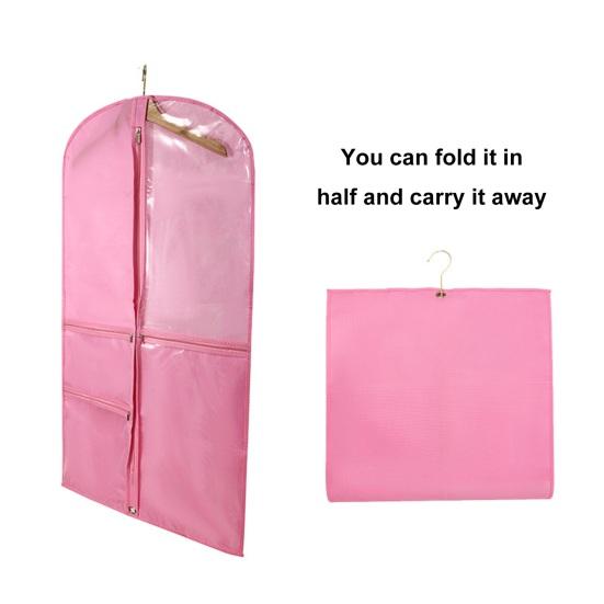 Garment Bag Waterproof Dustproof Hanging Clothes Cover Multi-Pocket Design Zipper Closure Clothing Storage Bag