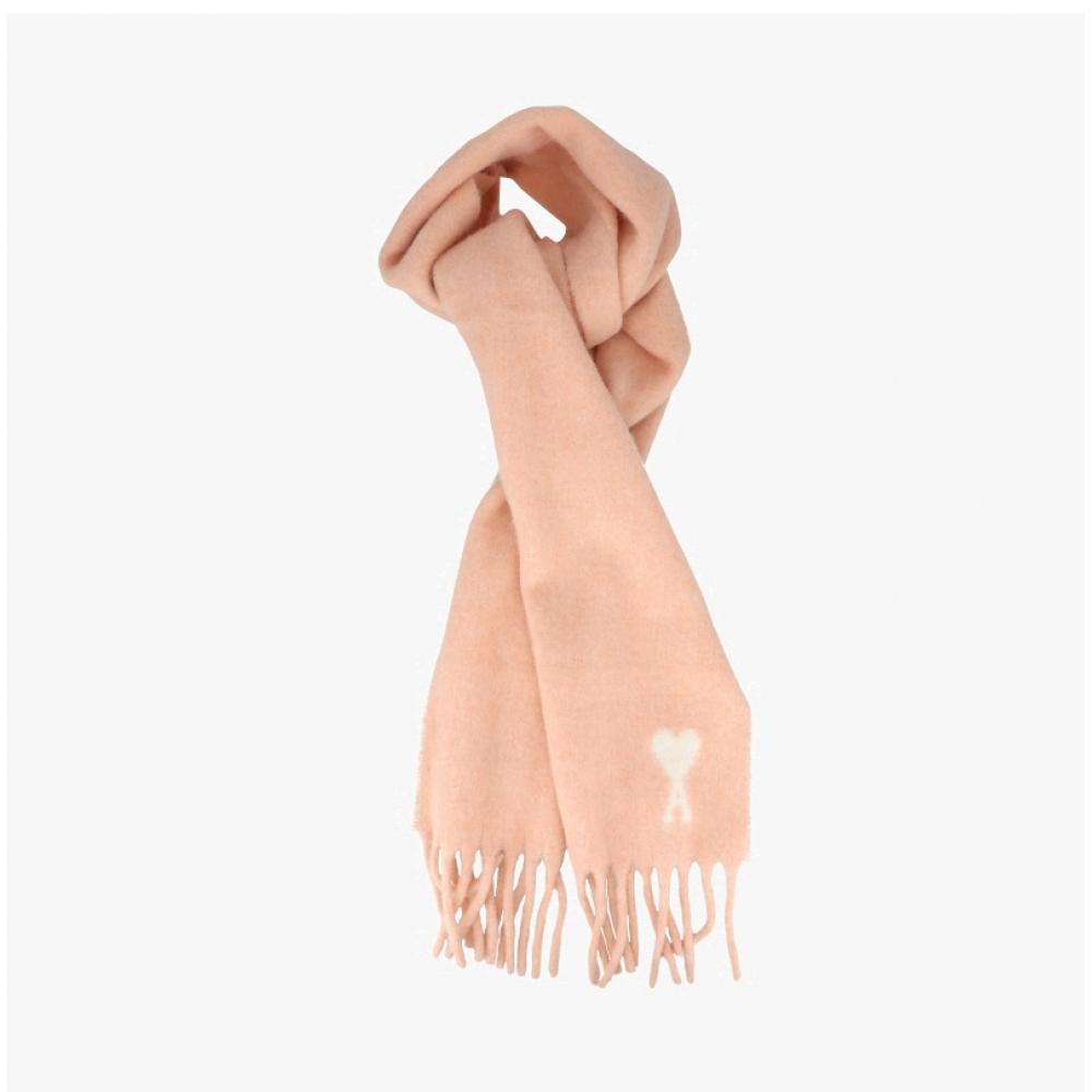 Ami Heart Logo Fringe Muffler Aw0004 680