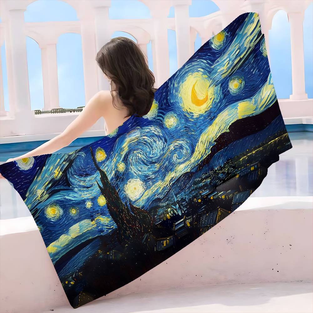 Art Category world famous painting Microfiber Blanket Quick Drying Beach Towels Oversized Printing Super Absorbent Pool Towel
