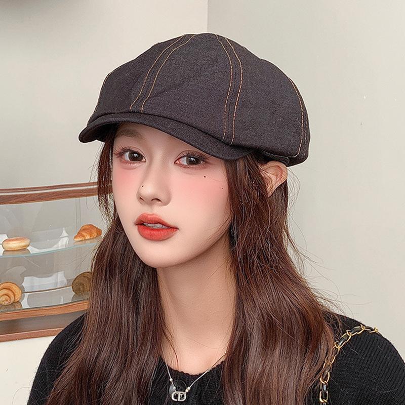 Japanese Wind Forward Hat Children'S Summer Big Head Circumference Versatile Newsboy Hat British Style Painter Hat Duck Tongue Beret