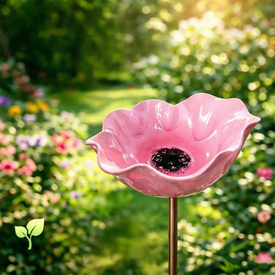 Bee Watering Station Outdoor Garden Bird Butterfly Bath Cups with Stake Handmade