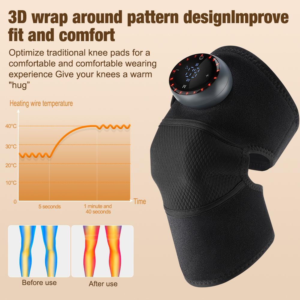 3 In 1 Vibration Heated Shoulder Knee Massager Electric Heating Knee Pads Elbow Knee Massage Device Thermal Shoulder Brace 2PCS