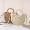 New paper rope fashionable versatile portable crossbody small round bucket hand-woven shoulder women's bag woven bag
