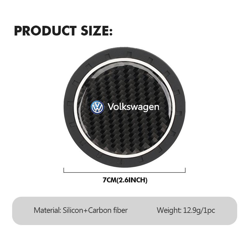 BAG1 2pcs Car Water Coaster Cup Pads Non-Slip Mats Accessories For Volkswagen VW Polo Jetta Sagitar Magotan Passat B5 B6 B7 CC Tiguan