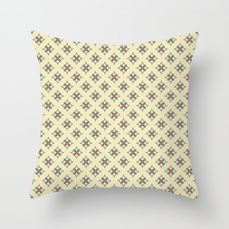 New Color-blocking Geometric Pillow Case, Peach Leather Velvet Cushion Sofa Cushion Cover, Splicing Living Room