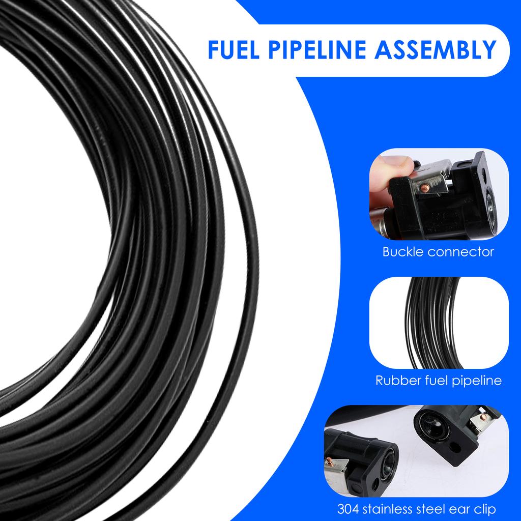 Ensemble de conduite de carburant 5/16 pouce 6,88 pieds Ensemble de tuyau de conduite de carburant Kit d'ensemble d'ampoule d'amorçage manuelle pour hors-bord avec acier inoxydable 304