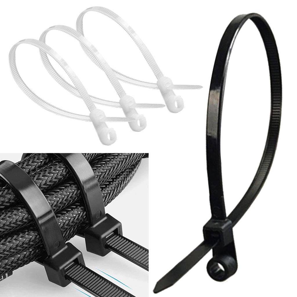 500Pcs Fixed Nylon Cable Ties W/ Screw Hole Self Locking Nylon Cable Ties for Home Office Automotive Cord Management