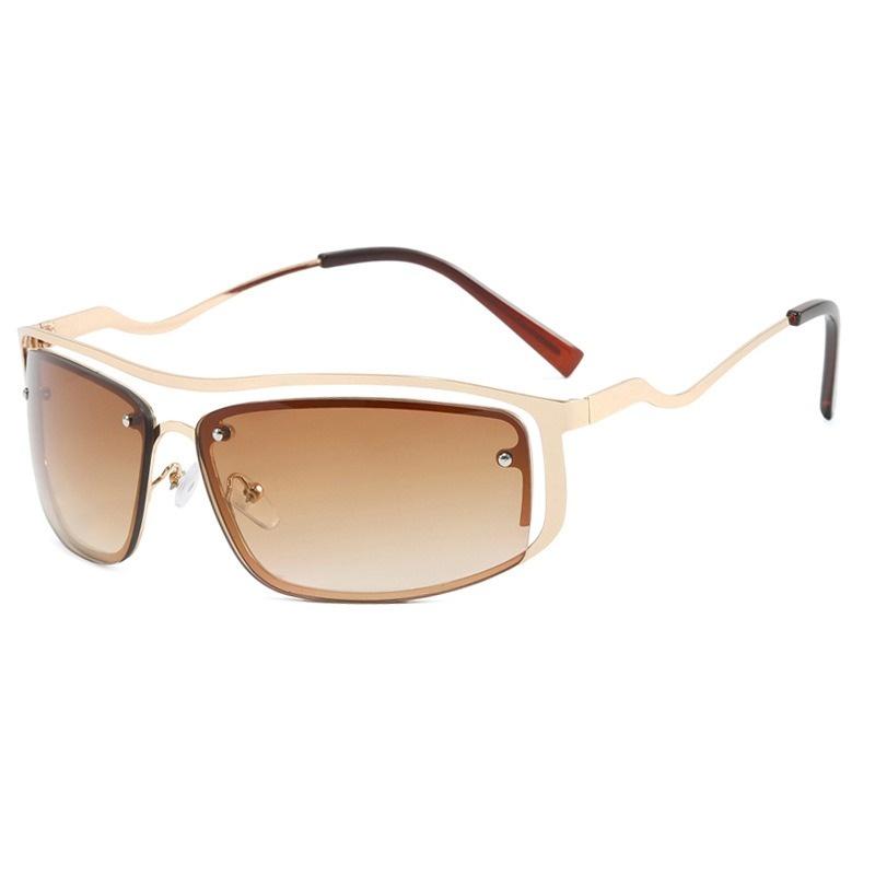 Metal Rivet Y2K Sunglasses Women Men Brand Designer Fashion Retro Punk Gradient Goggle Sun Glasses Mirror Shades for Female