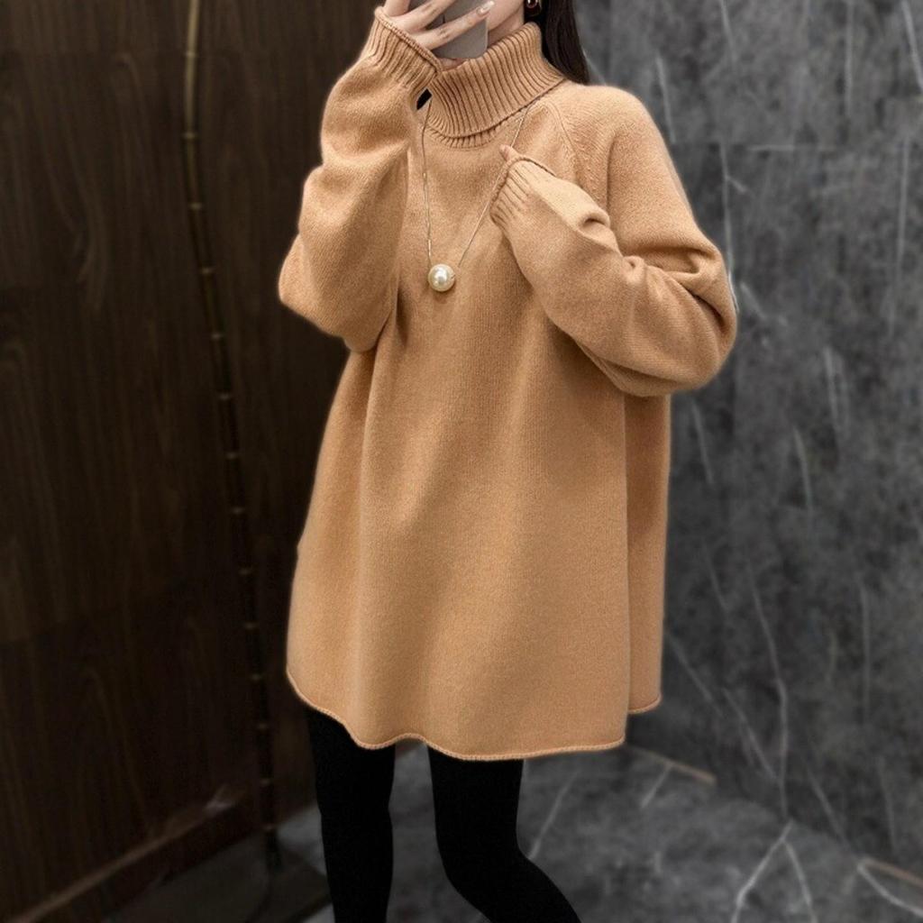 Women's Soft & Cozy Half-High Collar Sweater: Autumn/Winter Pullover, Slimming, Loose Fit, Knit Base Layer, Perfect for Lazy Days.