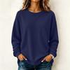 Maglione camicetta casual da donna a maniche lunghe tinta unita con scollo rotondo