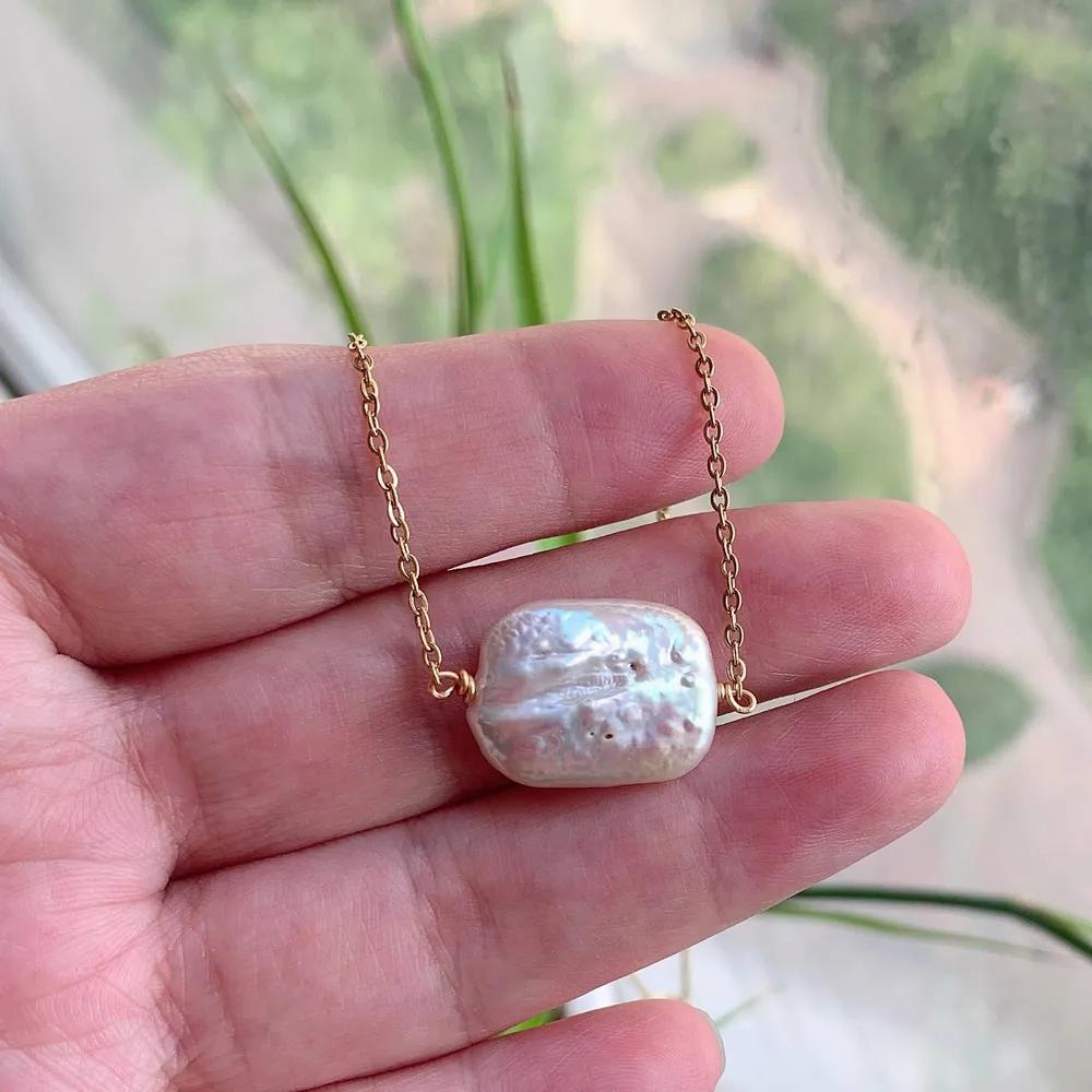 Real Natural Freshwater Pearl Necklace for Women Irregular Round Square Coin Stick Drop Baroque Pearl Pendant Necklace Choker