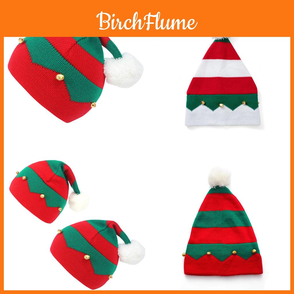 Christmas Adult And Children Striped Knit Hat With Bell For Family Winter Warmth
