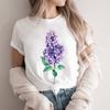 Women Tshirt Cartoon Purple Flower Floral 2025 Summer Spring T Shirt Female Clothes Graphic 90S Aesthetic Kawaii Tee Tops Lady