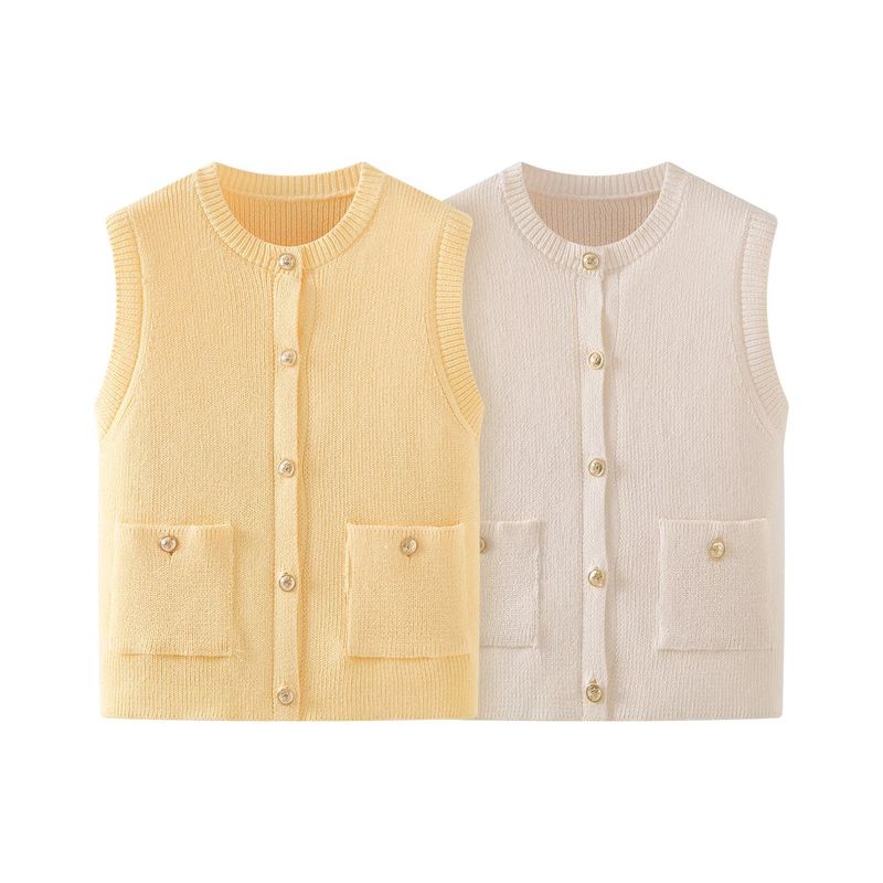 Kaslead New Women Clothes Western Style Fashion Simple and Versatile Sleeveless Knit Vest 6771059
