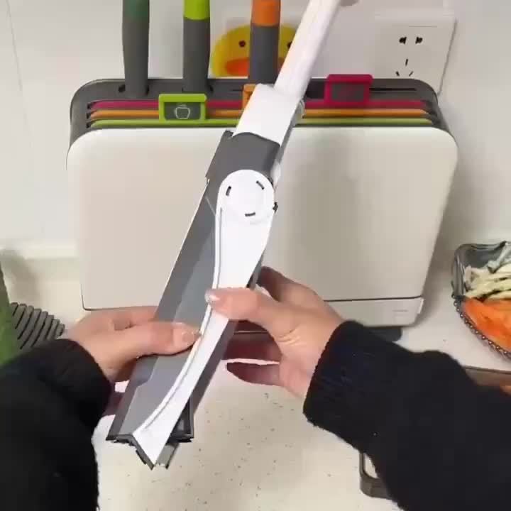 Mandolinskjærer, Sikker fingerdesign, Potet- og grønnsakshakker, Pommes frites-kutter, Justerbar tykkelse, Profesjonelt kjøkkenredskap, Grønn plast